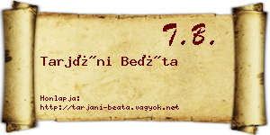 Tarjáni Beáta névjegykártya